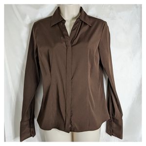 Maurice's Fitted Zip Front Long Sleeve Career Top